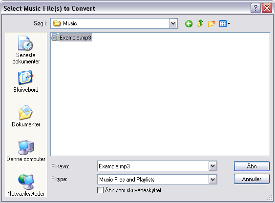 Select your mp3 to convert into wav